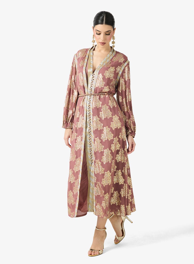 Threadz by Ajooni Jacquard Lace Kaftan and Dress Set - Image 5